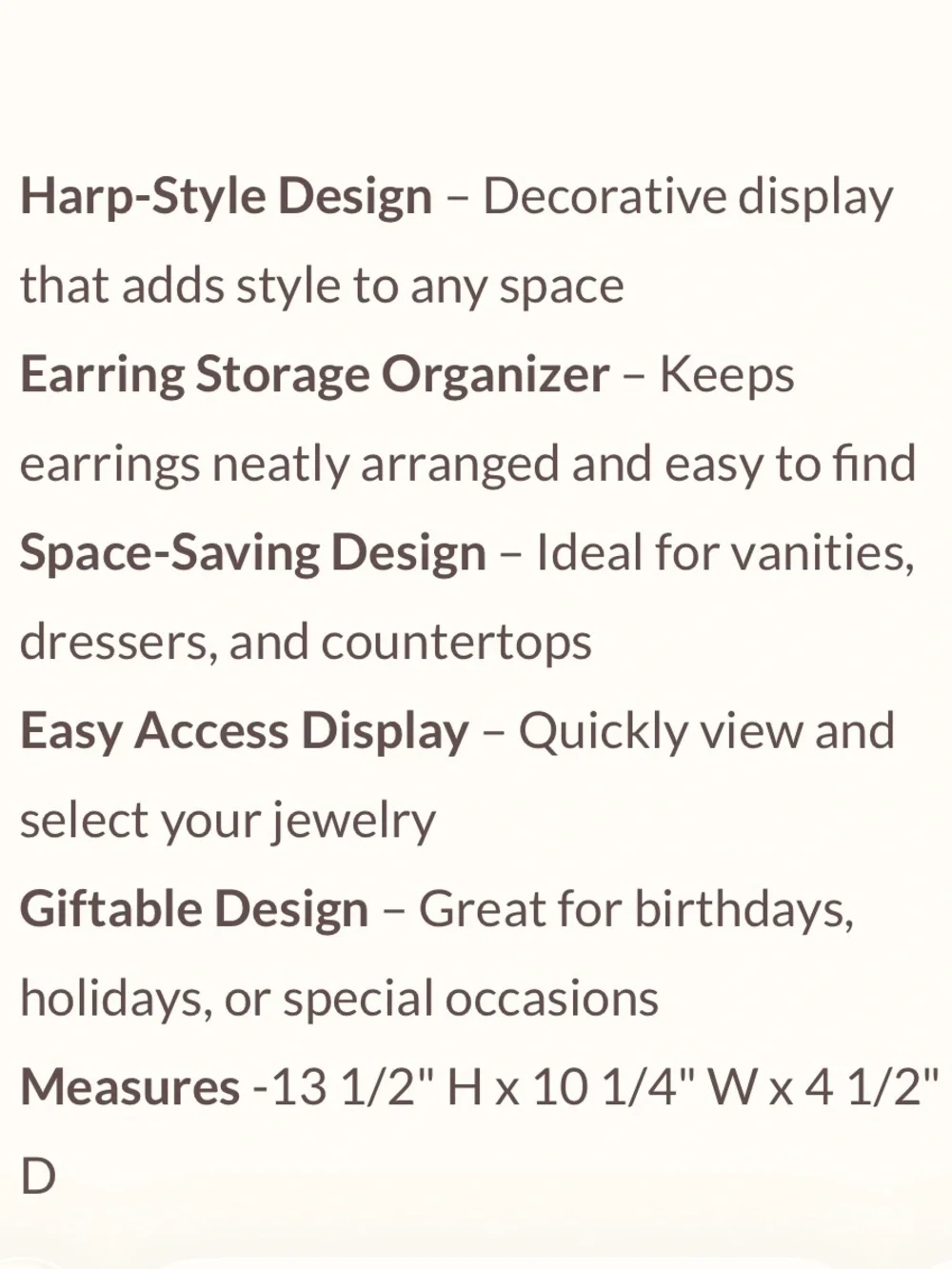 2 MANGO STEAM HARP EARRING ORGANIZER STAND -JEWELRY DISPLAY & STORAGE HOLDER